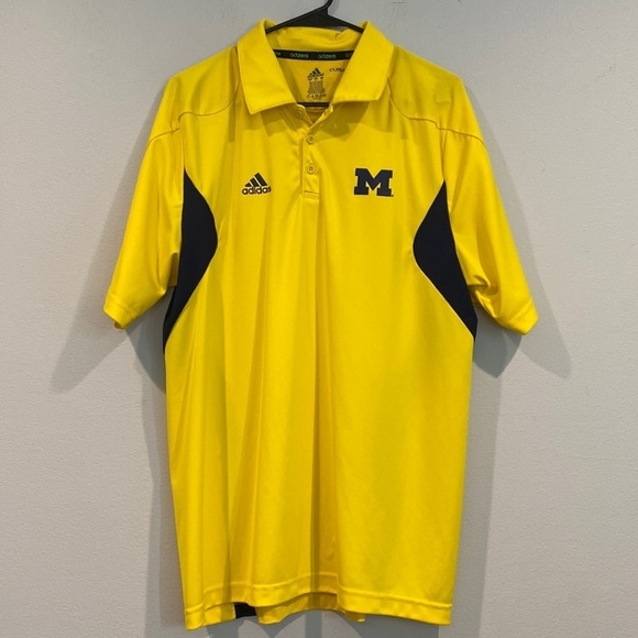 adidas Other - Adidas Yellow University of Michigan Short Sleeve Climalite Mesh Polo - Size M